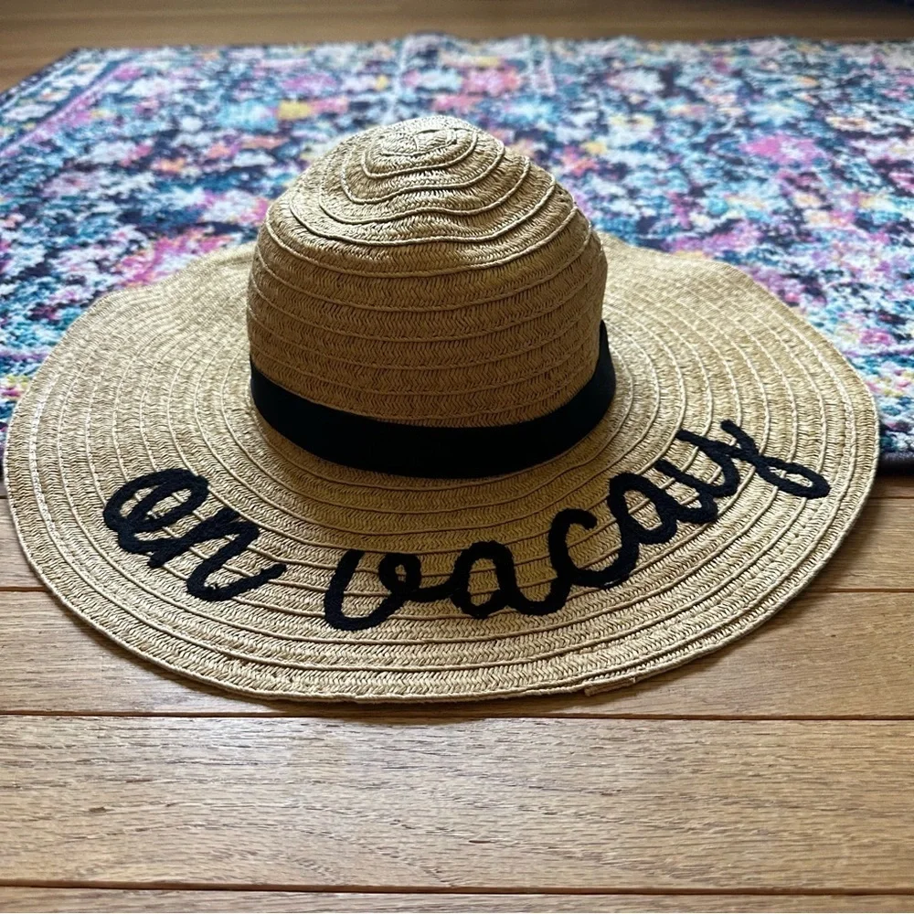 Floppy Straw Beach Hat On Vacay